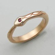 Other Rings 2-5: Snake with a ruby and diamond eyes in rose gold