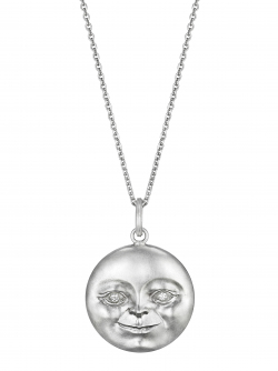 Sterling Silver Moonface Pendant with Diamond Eyes