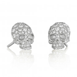 Pavé 18k White gold Skull Stud Earrings