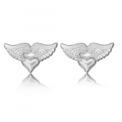 Sterling Silver Winged Heart Stud Earrings