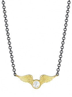 18k Yellow Diamond Victory Necklace with Sterling Silver Chain