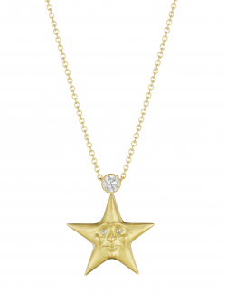 18k Yellow Diamond Starface Pendant with Diamond Eye