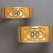 Bands 1-5: His and Hers bands in yellow gold