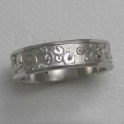 Bands 3-2: Lily pads with small diamonds in white gold