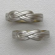 Bands 3-4: His and Hers knotted bands in white gold