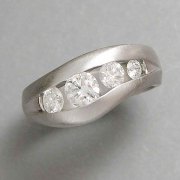 Bands 1-11: Platinum band with curved channel of round diamonds
