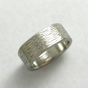 Bands 1-9: 14kt. white gold band with heavy texture and squared shoulders