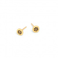 24karat Gold Plated Silver earrings with Black Spinel