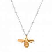 14K Yellow gold Bee on Silver chain
