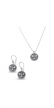 Sterling Silver Medallion Necklace _ Earrings
