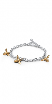 Sterling Silver bracelet with 14K Yellow gold Bees