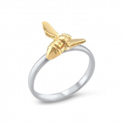 Sterling Silver ring with 14K Yellow Bee
