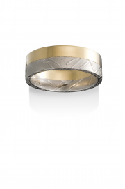 Bamboo pattern Damascus Stainless Steel with one-half 18k Yellow gold rail