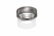 Pathways Naked Damascus Stainless Steel ring, Oxidized