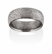 Remington pattern Naked Damascus Stainless Steel ring, Oxidized