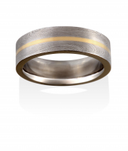 Starlight pattern Damacus Stainless Steel with center narrow channel of 18k Yellow gold