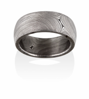 Starlight pattern Naked Damascus Stainless Steel ring