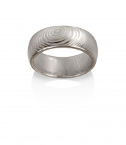 Storms Eye pattern Naked Damascus Stainless Steel ring