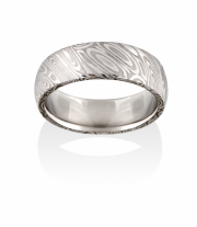 Wood grain Naked Damascus Stainless Steel ring