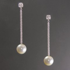 Platinum and diamond pearl drop earrings