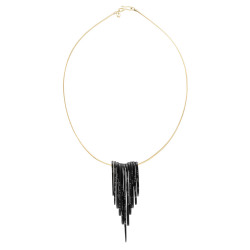 Whitby Jet Black diamond feather necklace