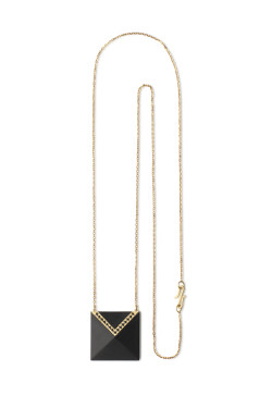 Whitby jet Inlaid pendant with yellow gold and black diamonds