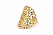 18k Yellow gold Large Tattoo Ring with Diamonds