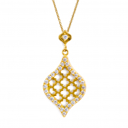18k Yellow gold _ Diamond Jali Drop Pendant