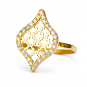 18k Yellow gold _ Diamond Jali Drop Ring