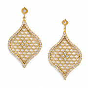 18k Yellow gold _ Diamond Large Jali Drop Earrings