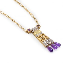 Masriera 18kt. Yellow gold, Amethyst and Diamond necklace