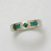 14k White gold band inlayed with Turquoise