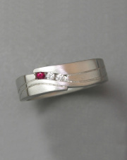 Platinum band set with Ruby and Diamond copy