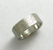14k White gold textured square shaped band