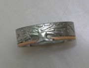 14k White gold Tree of Life ring with Rose gold edge