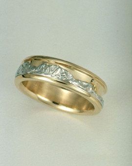 Mountain Bands 1-8: 14kt. two tone standard Boulder Peaks Range Ring