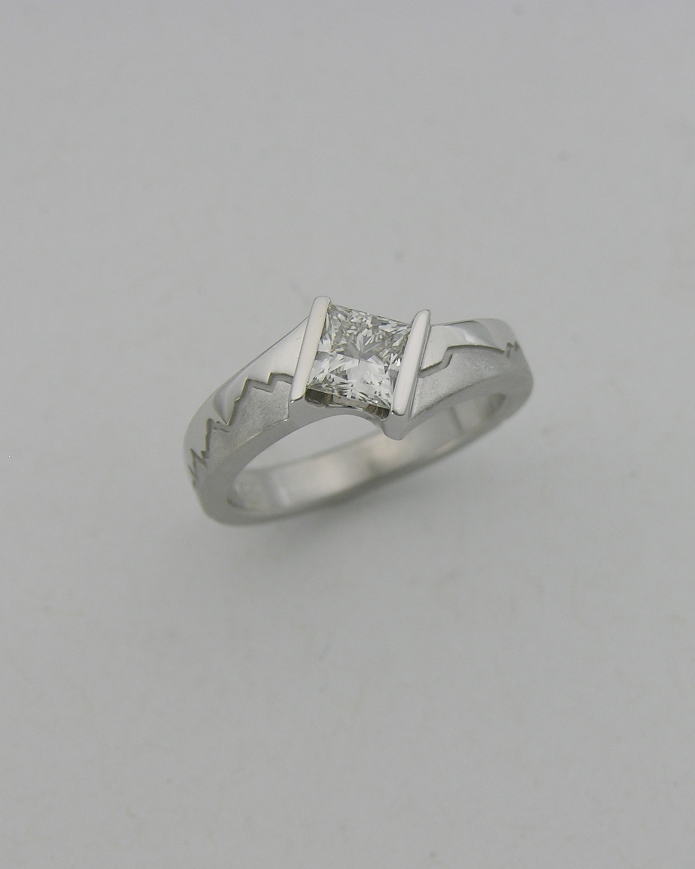 14k White gold Princess cut Diamond Skyline ring featuring Mont Blanc