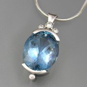 Necklace 3-6: Custom 14karat white gold aquamarine and diamond pendant