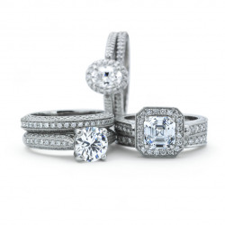 Flush Fit Engagement rings and Wedding bands available in White gold, Platinum, Yellow gold or Rose gold