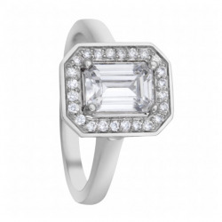 Emerald cut Diamond Halo Engagement ring