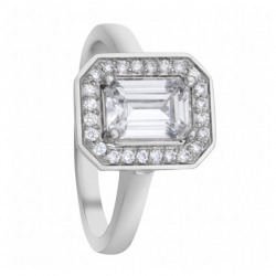 Emerald cut Diamond Halo Engagement ring
