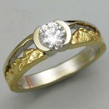 Twin Peaks diamond engagement ring in 14kt. Yellow and White Gold