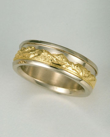 Reverse Range Ring®, 14kt. Yellow Gold mountains with 14kt. White Gold sky and borders.
