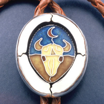 Sterling Silver cloisonné enamel bolo