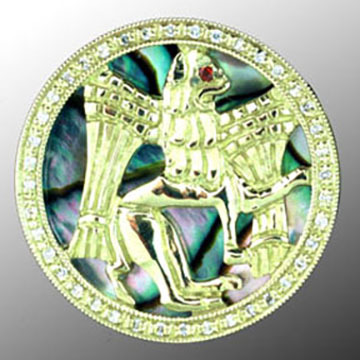 18kt. Yellow Gold, diamond and abalone St. Mark's cufflinks