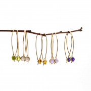 Recycled Yellow gold Comet earrings set with semi-precious Cabochon stones