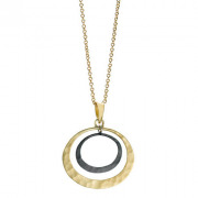 Recycled 14k Yellow gold and Oxidized Silver double Petite Eclipse necklace
