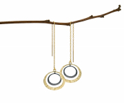 Recycled 14k Yellow gold and Oxidized Silver double Petite Eclipse earrings