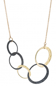 Recycled 14k Yellow gold and Oxidized Silver Eclipse necklace