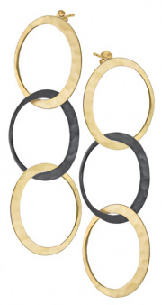 Recycled 14k Yellow gold and Silver Galaxy earrings